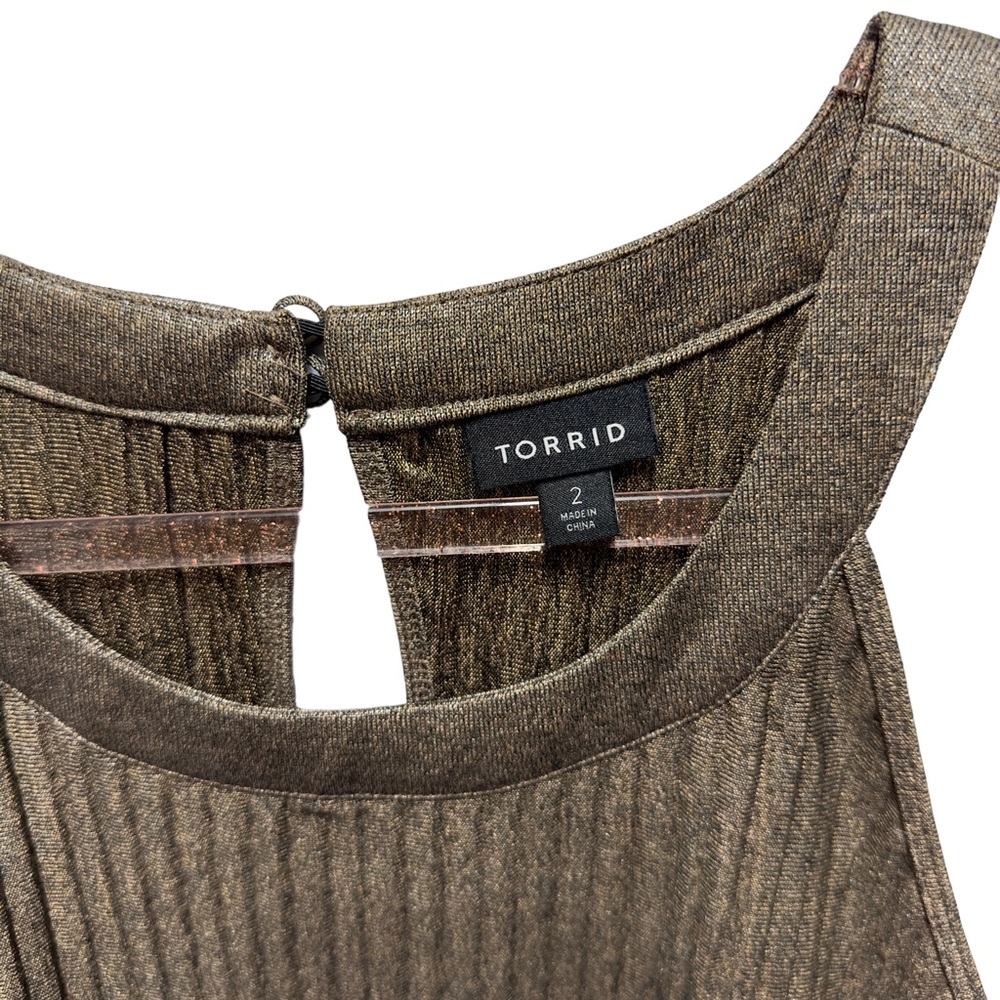 Torrid Pleated Bronze Halter Tank Top - Picture 5 of 10